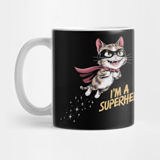 A vibrant and humorous anime-style painting of a flying cat superhero (4) Mug